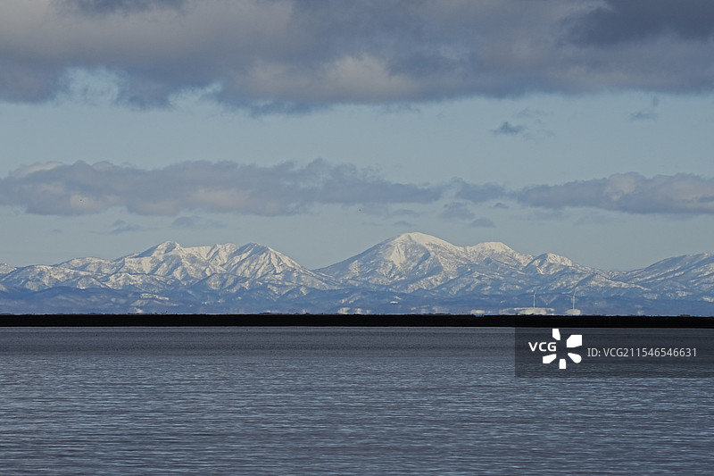 从小樽天狗山眺望旭川雪山图片素材
