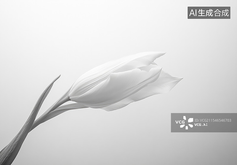 【AI数字艺术】郁金香黑白的艺术色调图片素材