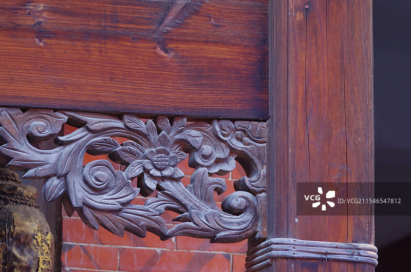传统古建筑木雕艺术特写图片素材