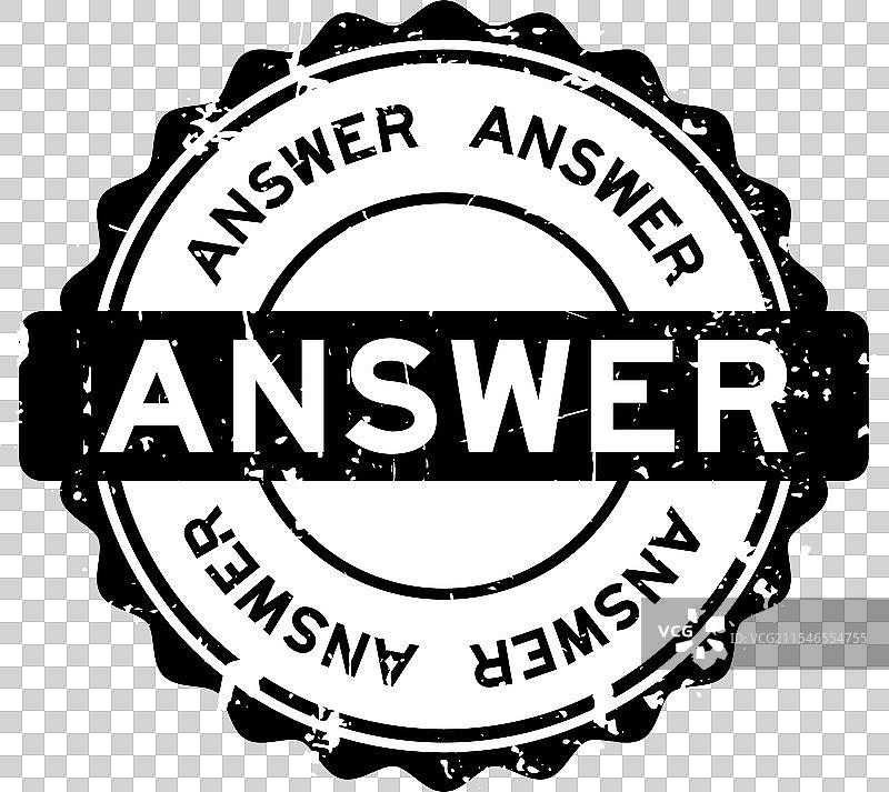 磨损的黑色答案字样圆形橡胶印章图片素材