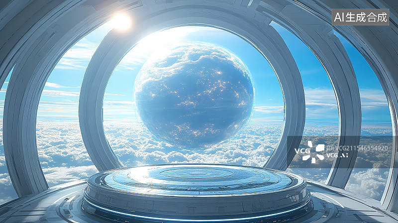 【AI数字艺术】反物质发电反应堆，三重防护罩结构，能量脉冲波纹，广角仰视构图，紫红色危险警告图片素材