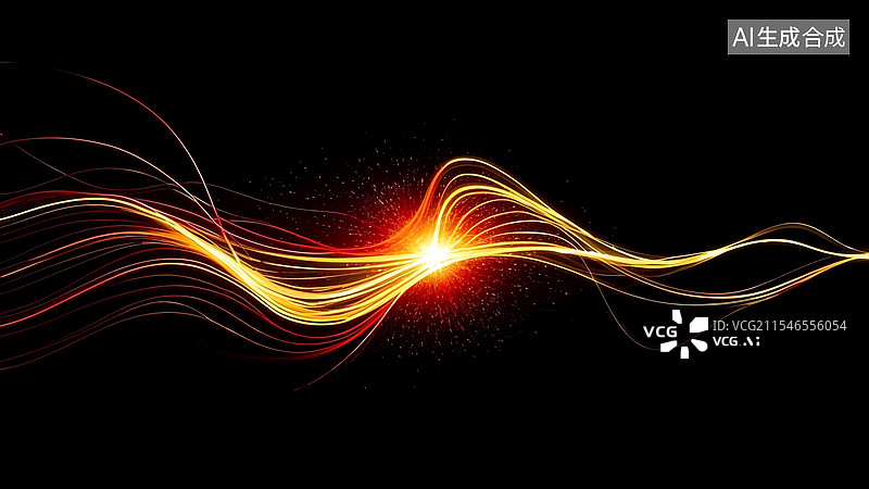 【AI数字艺术】红金抽象光线黑色背景图片素材