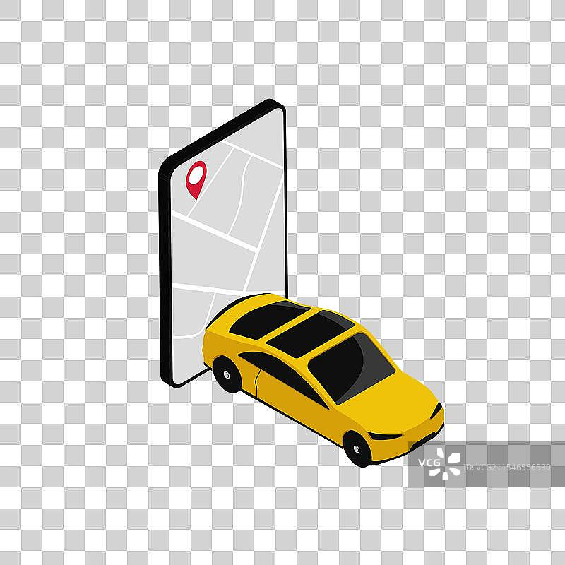 移动出租车应用程序，黄色出租车服务图片素材
