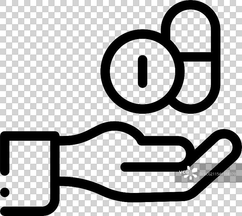 手部图标，细线风格设计，独立于背景图片素材