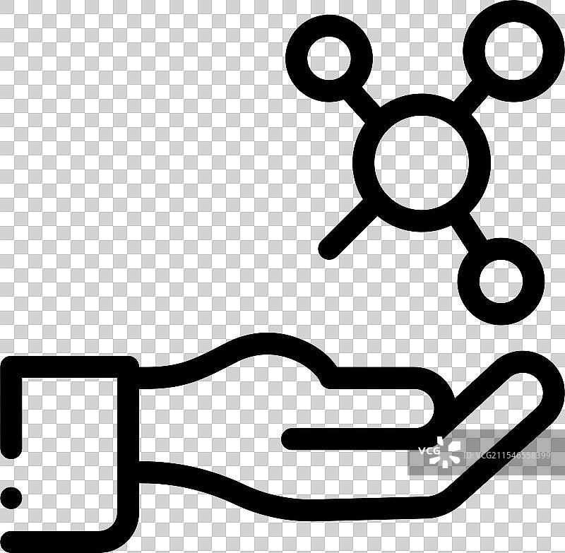 手部图标，细线风格设计，独立于背景图片素材