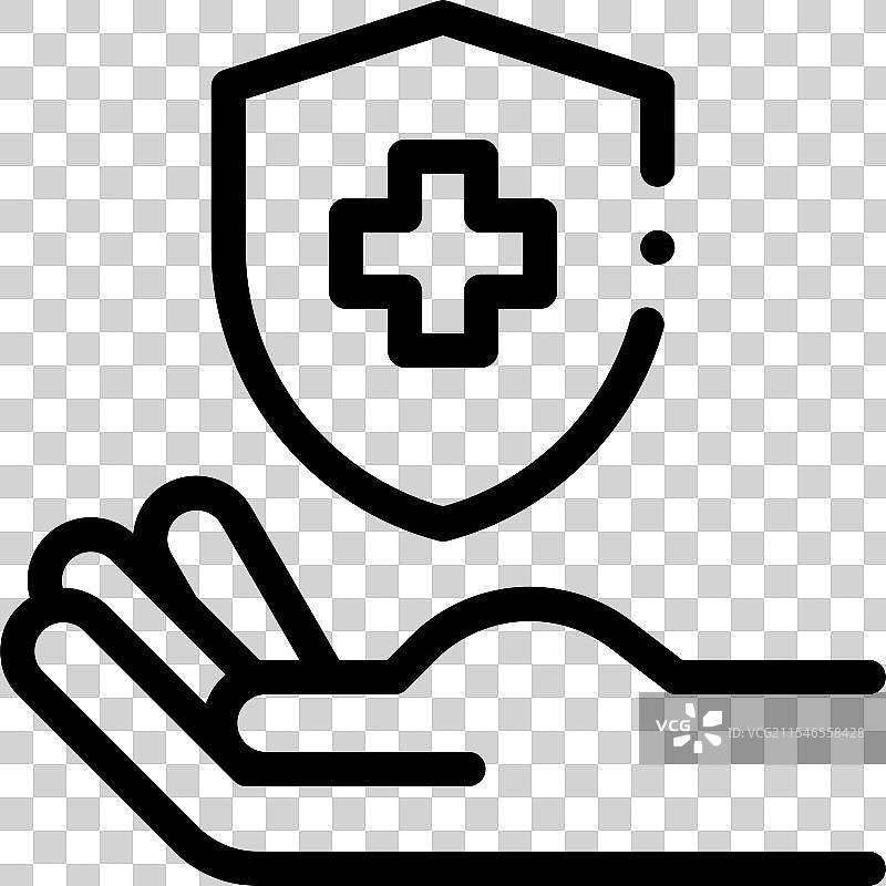 手部图标，细线风格设计，独立于背景图片素材