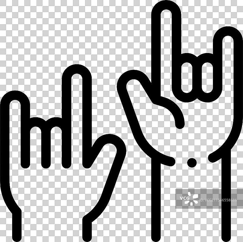 手部图标，细线风格设计，独立于背景图片素材