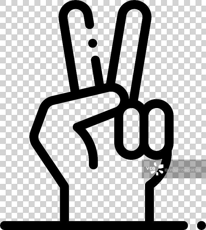 手部图标，细线风格设计，独立于背景图片素材