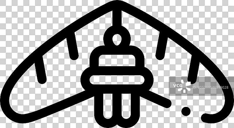 滑翔伞图标，细线条风格设计图片素材
