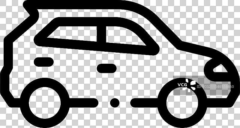 掀背车图标，细线风格设计，独立展示图片素材