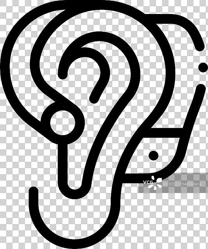 听力图标，细线风格设计，独立于背景图片素材