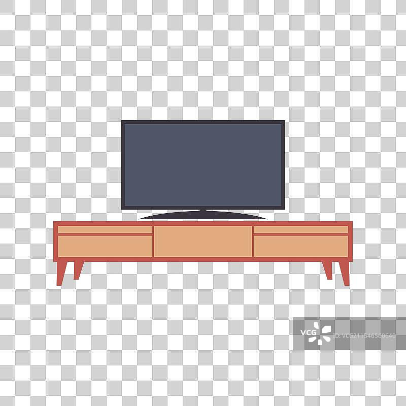 带电视柜和电视机的室内图标图片素材