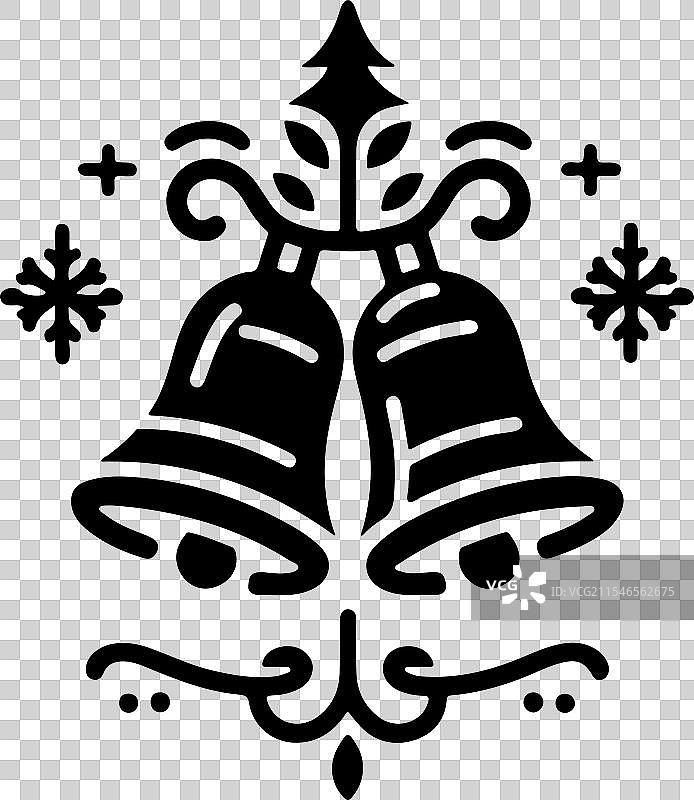 圣诞铃铛与雪花剪影图片素材