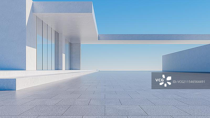 3D现代城市建筑及广场空地背景图图片素材