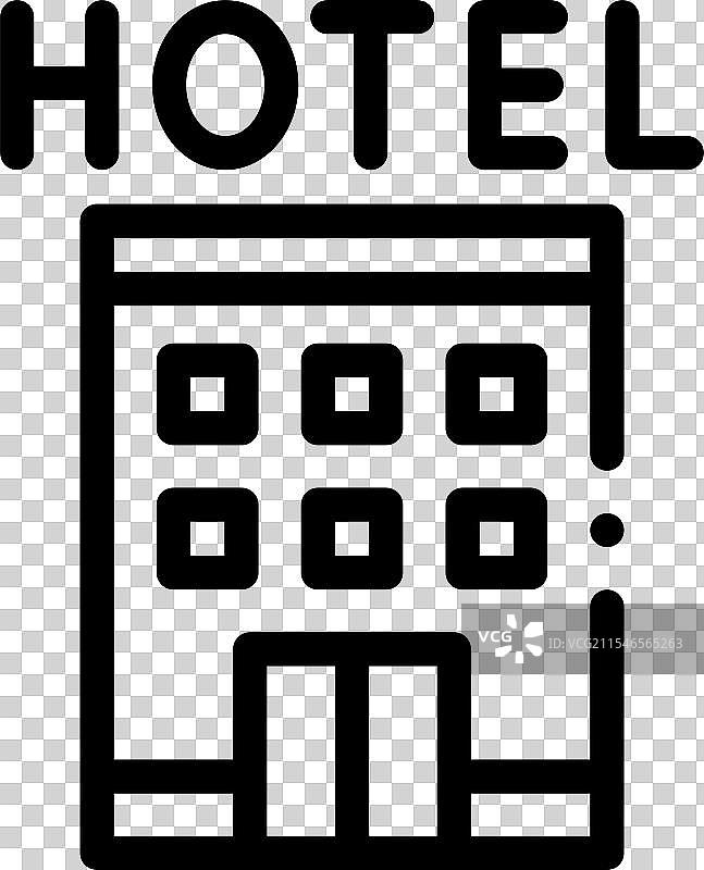 酒店图标，细线风格设计，独立于背景图片素材