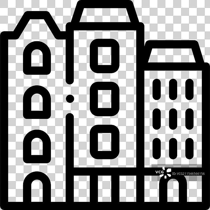 房屋图标，细线风格设计，独立于背景图片素材