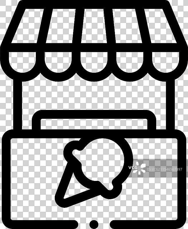 冰淇淋店图标，细线条风格设计图片素材