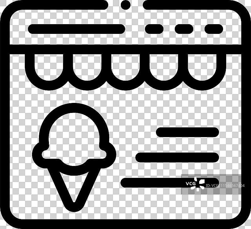 冰淇淋店图标，细线条风格设计图片素材
