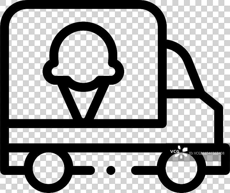 冰淇淋车图标，细线条风格设计图片素材