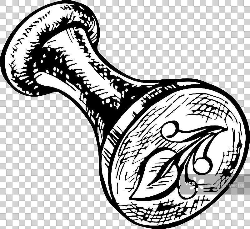 黑色印蜡印章带把手图片素材