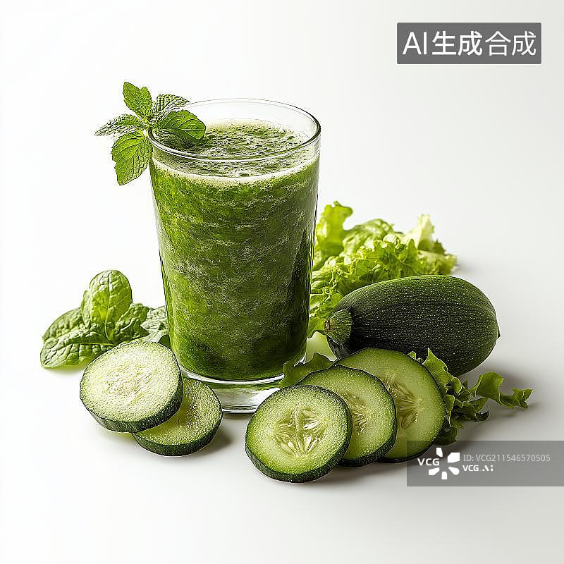 【AI数字艺术】绿色健康蔬菜汁图片素材