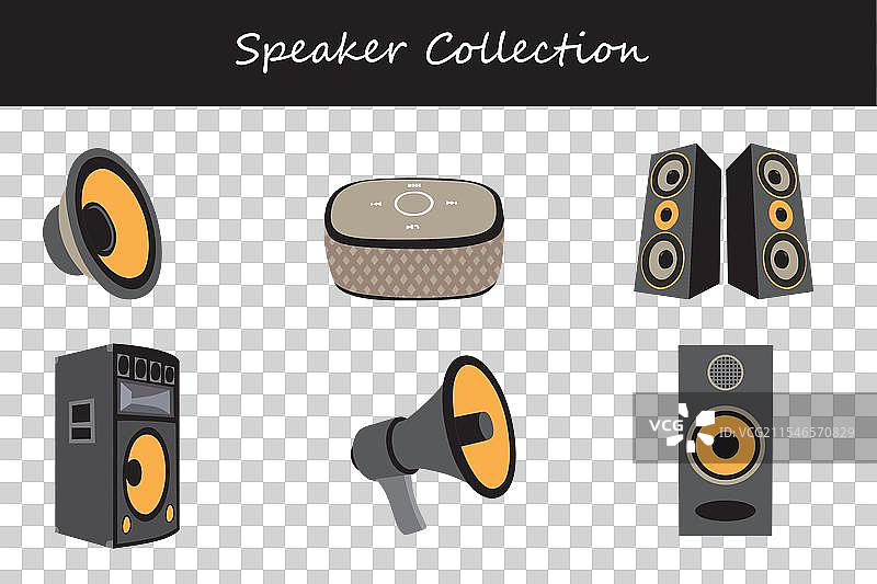 不同姿势的扬声器集合图片素材