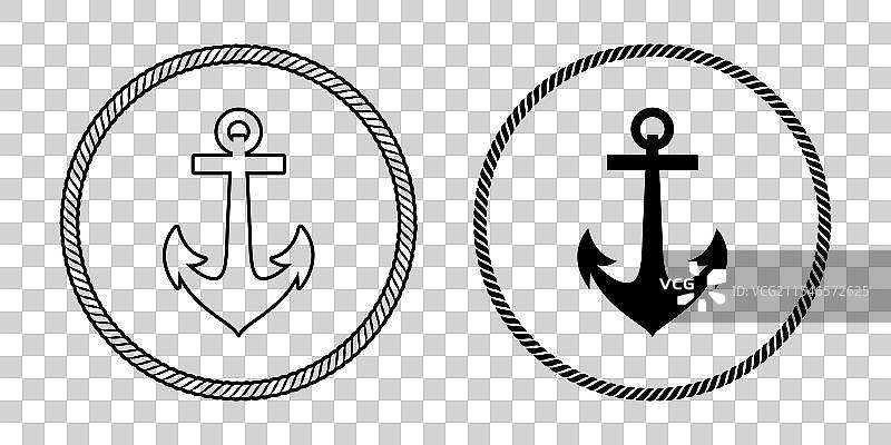 锚图标集，平面单色锚形状图片素材