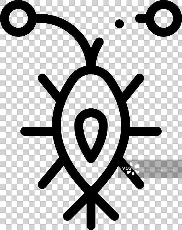 昆虫图标，细线风格设计，独立于背景图片素材