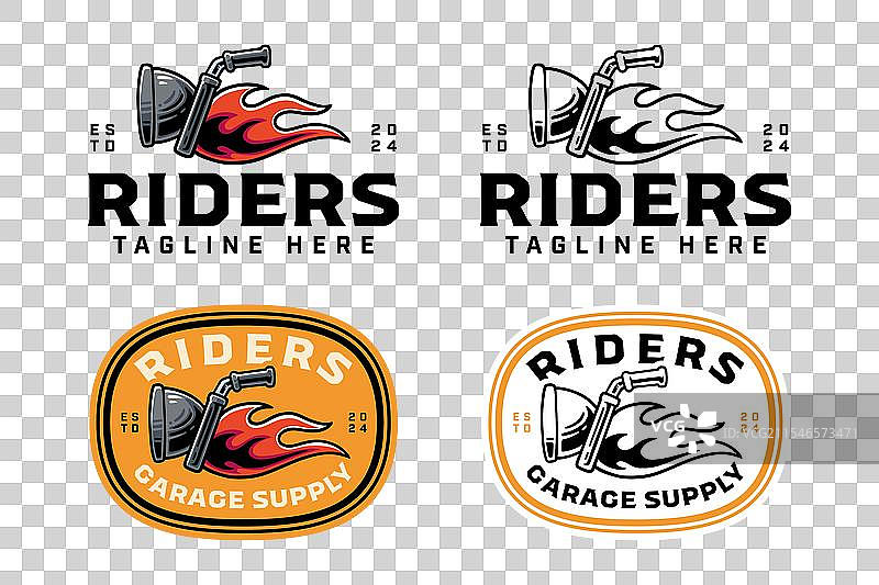 摩托车燃料罐带火焰标志设计套件图片素材