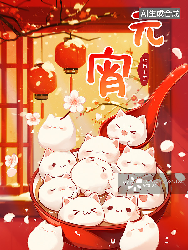 【AI数字艺术】元宵节喜庆插画图片素材