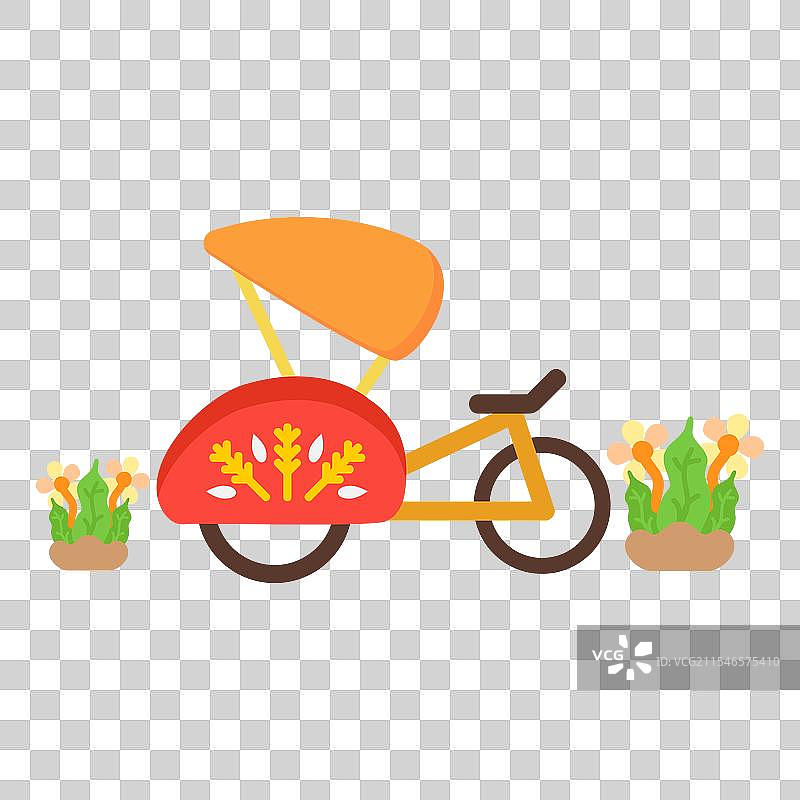 印尼传统交通工具——人力车图片素材