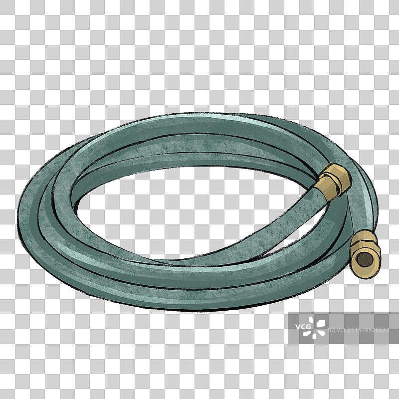 手绘软管水管管子园艺工具插画元素图片素材