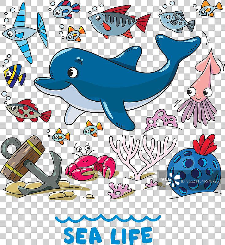 海洋主题海豚套装图片素材