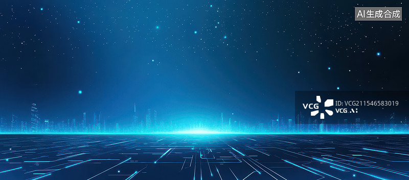 【AI数字艺术】城市蓝色商务科技现代化建筑背景图片素材