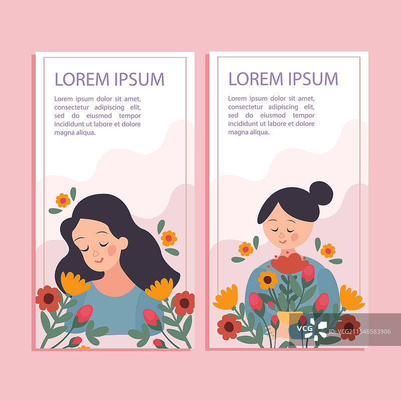 手绘平面母亲节竖版横幅图片素材