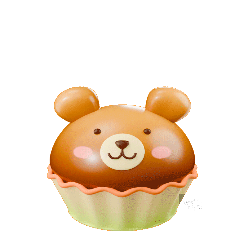 可爱的小熊杯子蛋糕蹦蹦跳图片素材