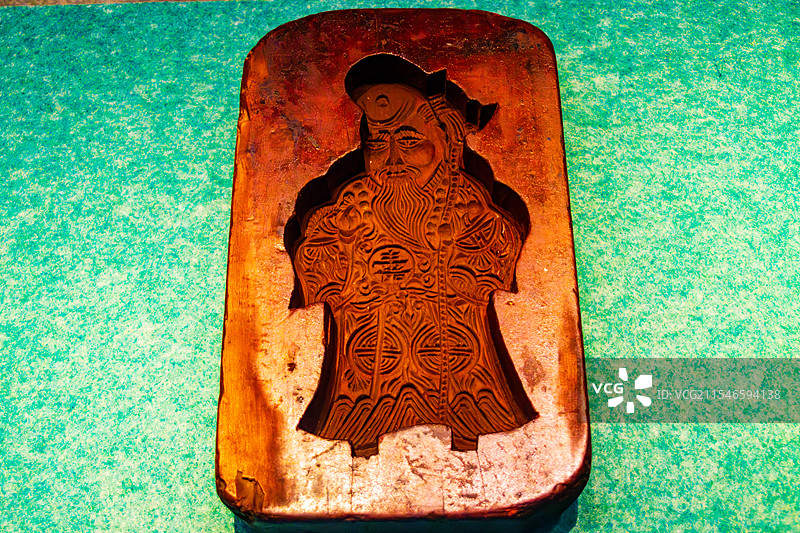 木雕福禄寿三星人物形月饼模子 清乾隆 北京民俗博物馆摄于南通博物苑 乾隆的假日展图片素材