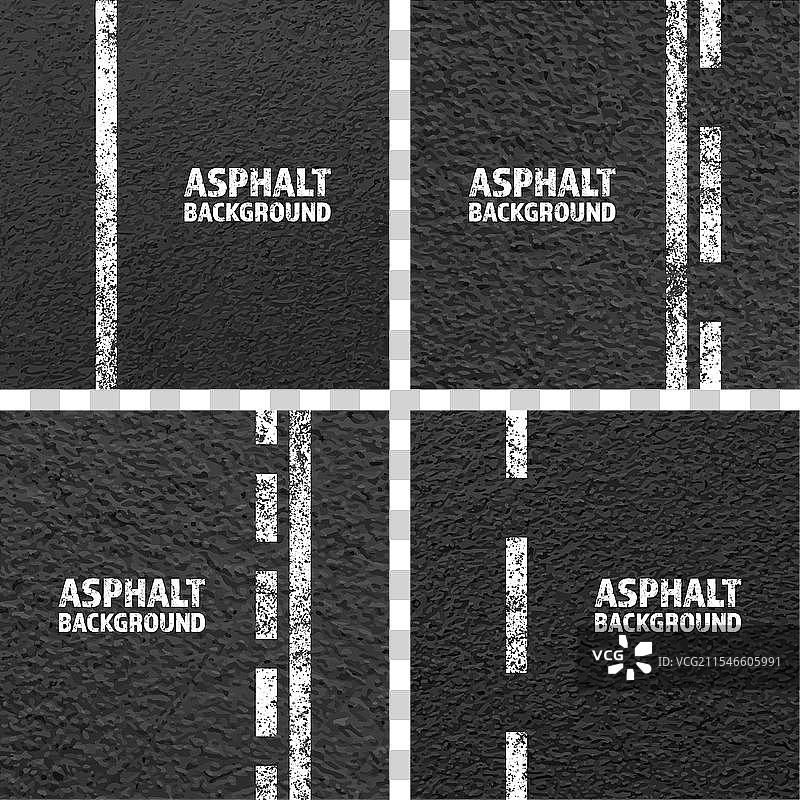 沥青路面上有白色裂纹车道标线图片素材