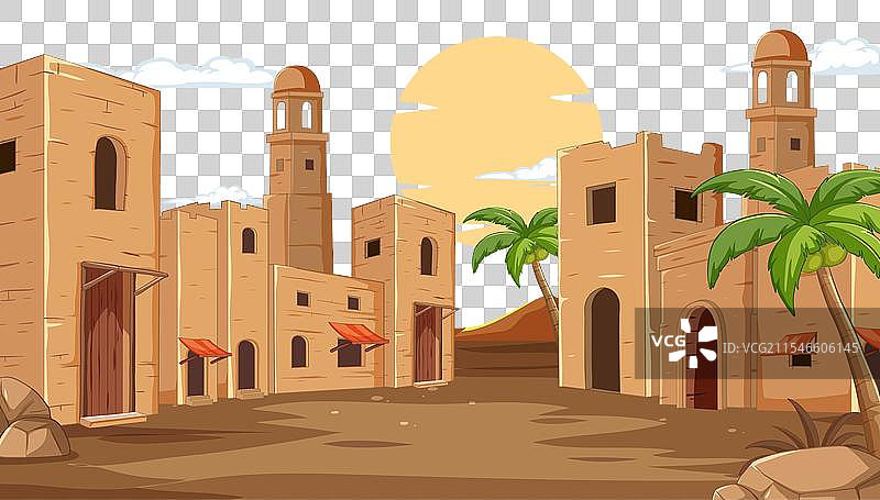 宁静的沙漠村庄图片素材