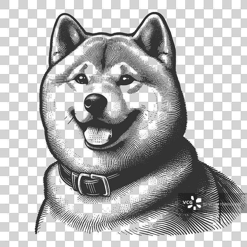 快乐的柴犬狗雕刻图片素材