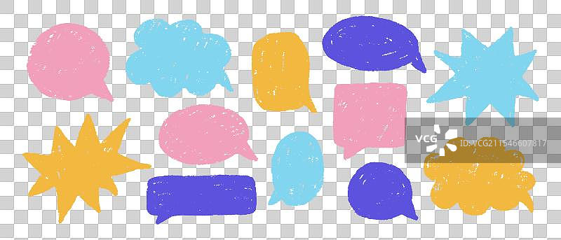 五彩缤纷的手绘粉笔对话框套装图片素材