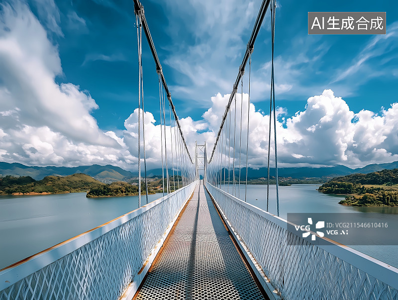 【AI数字艺术】蓝天下的跨海大桥图片素材