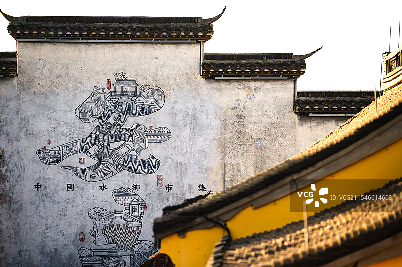 安昌古镇高大白墙图片素材