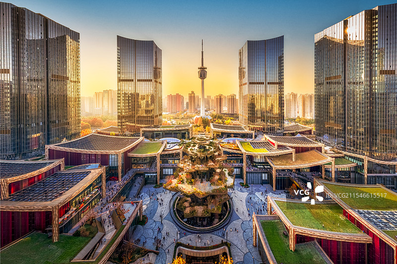 西安万象城日落图片素材