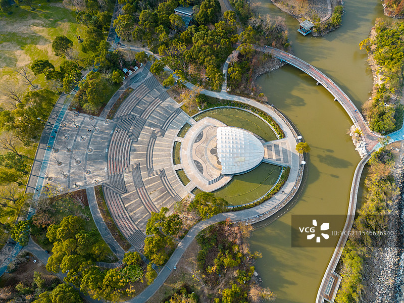 上海吴淞炮台湾湿地公园航拍风光图片素材