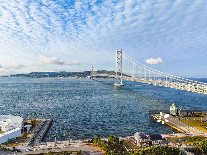 神户城市市容明石海峡大桥建筑风光航拍图片素材