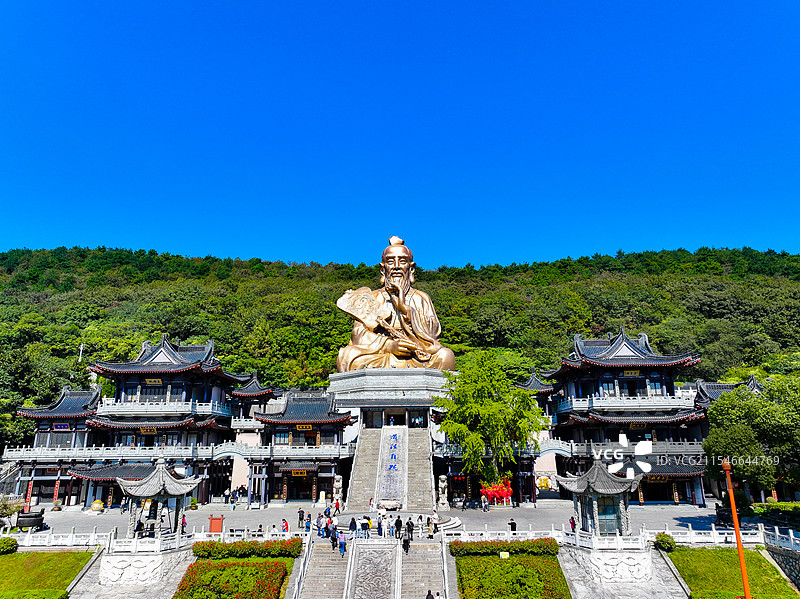 句容茅山元符万宁宫老子神像建筑风光航拍图片素材
