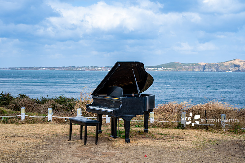 济州岛 城山日出峰  海上钢琴图片素材