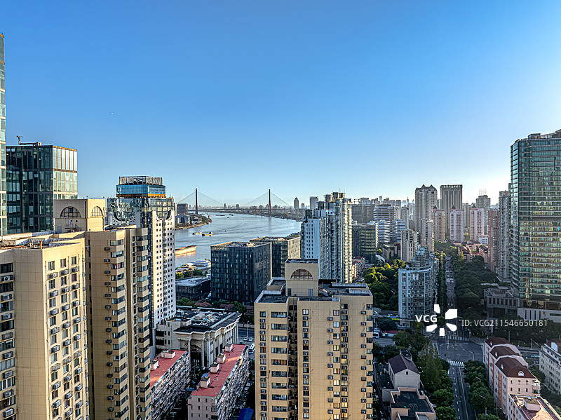 航拍浦东滨江 荣城花苑 杨浦大桥 昌邑路 黄浦江沿岸地区浦江东岸城市规划图片素材