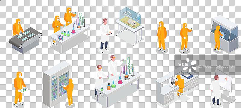 制药生产等距图集图片素材